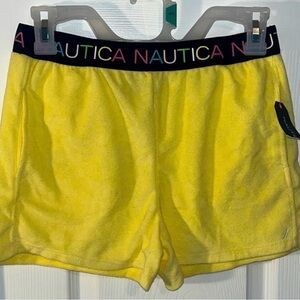 Nautica Bright Yellow Terry Cloth Athletic Shorts with Logo Waistband
